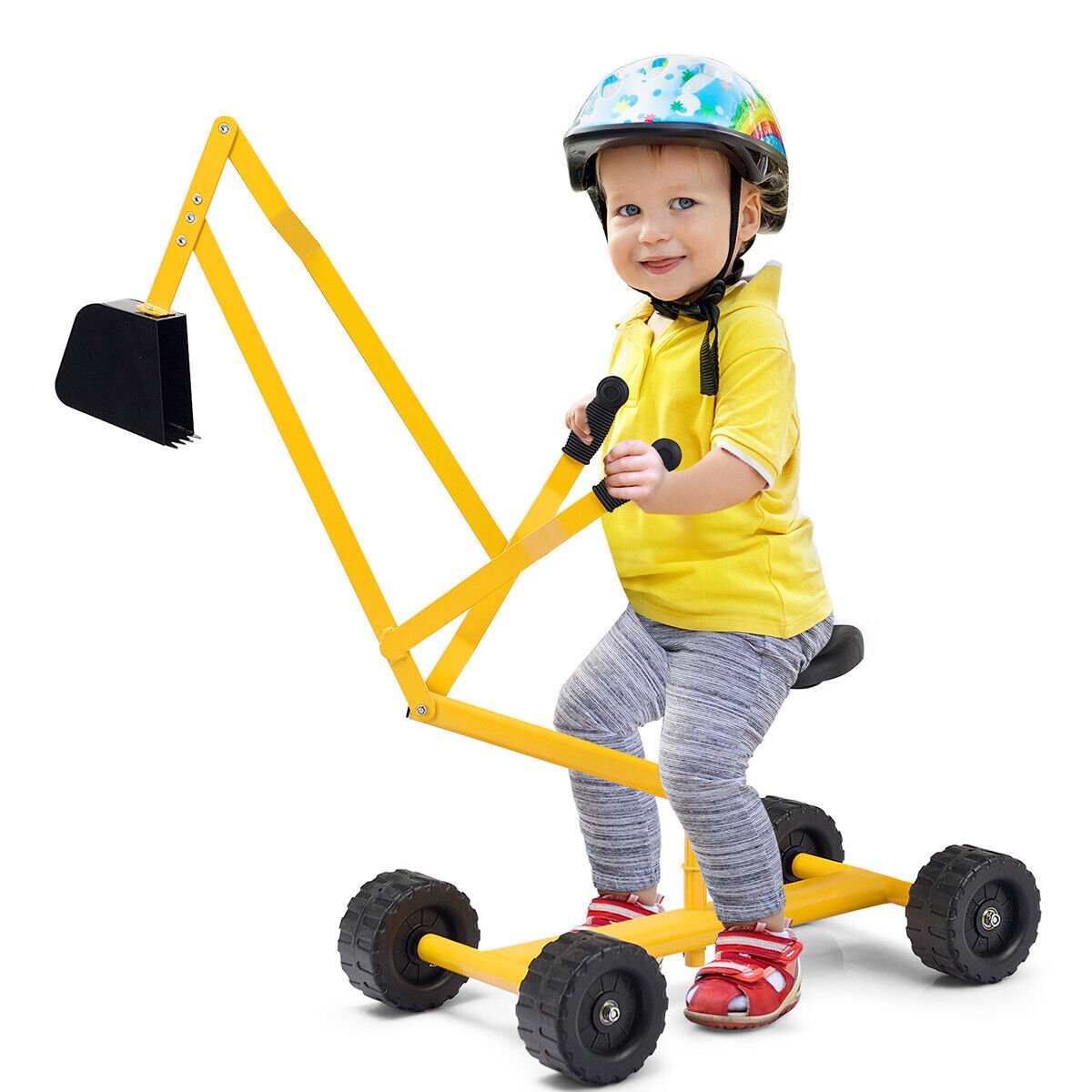 Heavy Duty Kid Ride-on Sand Digger Excavator, Yellow - Gallery Canada