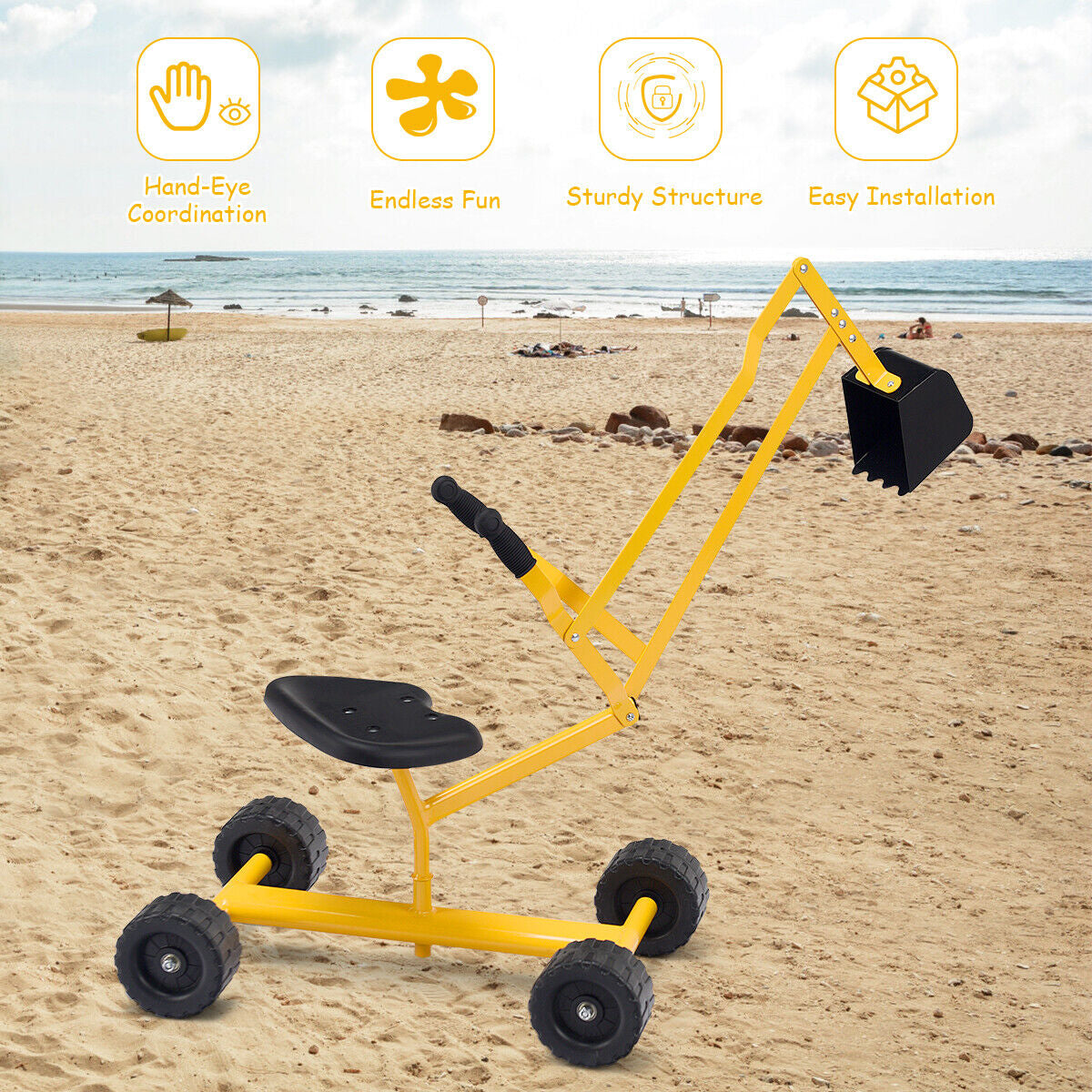 Heavy Duty Kid Ride-on Sand Digger Excavator, Yellow Sandboxes at Gallery Canada