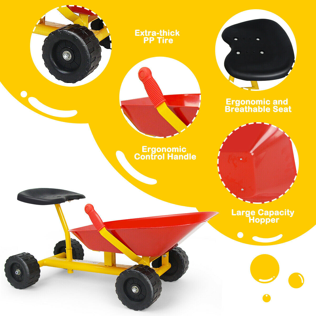 8 Inch Heavy Duty Kids Ride-on Sand Dumper with 4 Wheels, Red Sandboxes at Gallery Canada