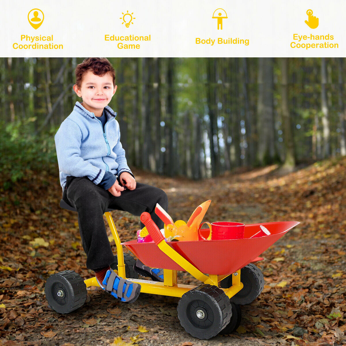 8 Inch Heavy Duty Kids Ride-on Sand Dumper with 4 Wheels, Red Sandboxes at Gallery Canada
