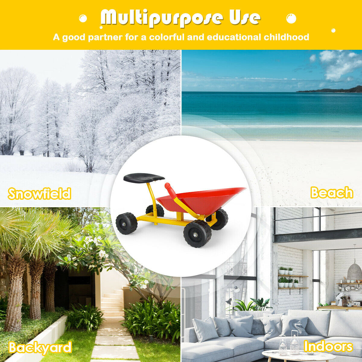 8 Inch Heavy Duty Kids Ride-on Sand Dumper with 4 Wheels, Red Sandboxes at Gallery Canada