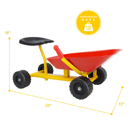 8 Inch Heavy Duty Kids Ride-on Sand Dumper with 4 Wheels, Red Sandboxes at Gallery Canada