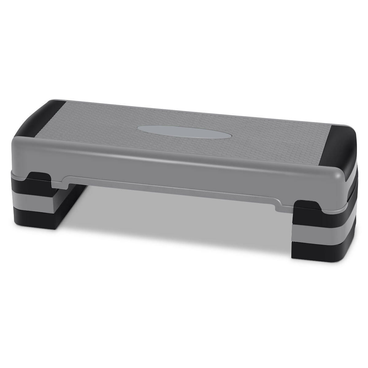 35 Inch Aerobic Cardio Adjustable Exercise Stepper with Risers, Gray Sport Equipments at Gallery Canada