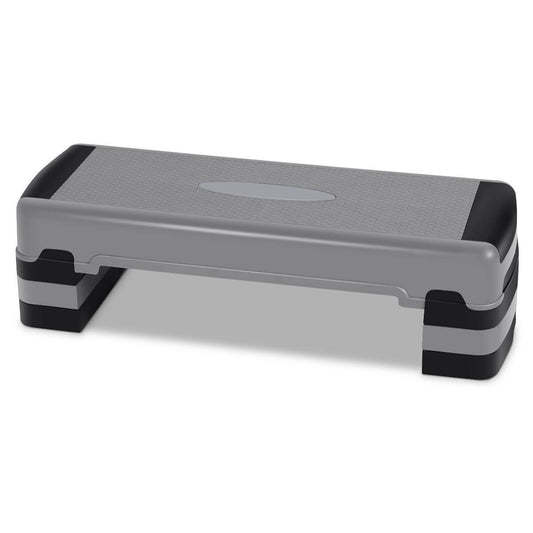 35 Inch Aerobic Cardio Adjustable Exercise Stepper with Risers, Gray Sport Equipments Gray at Gallery Canada