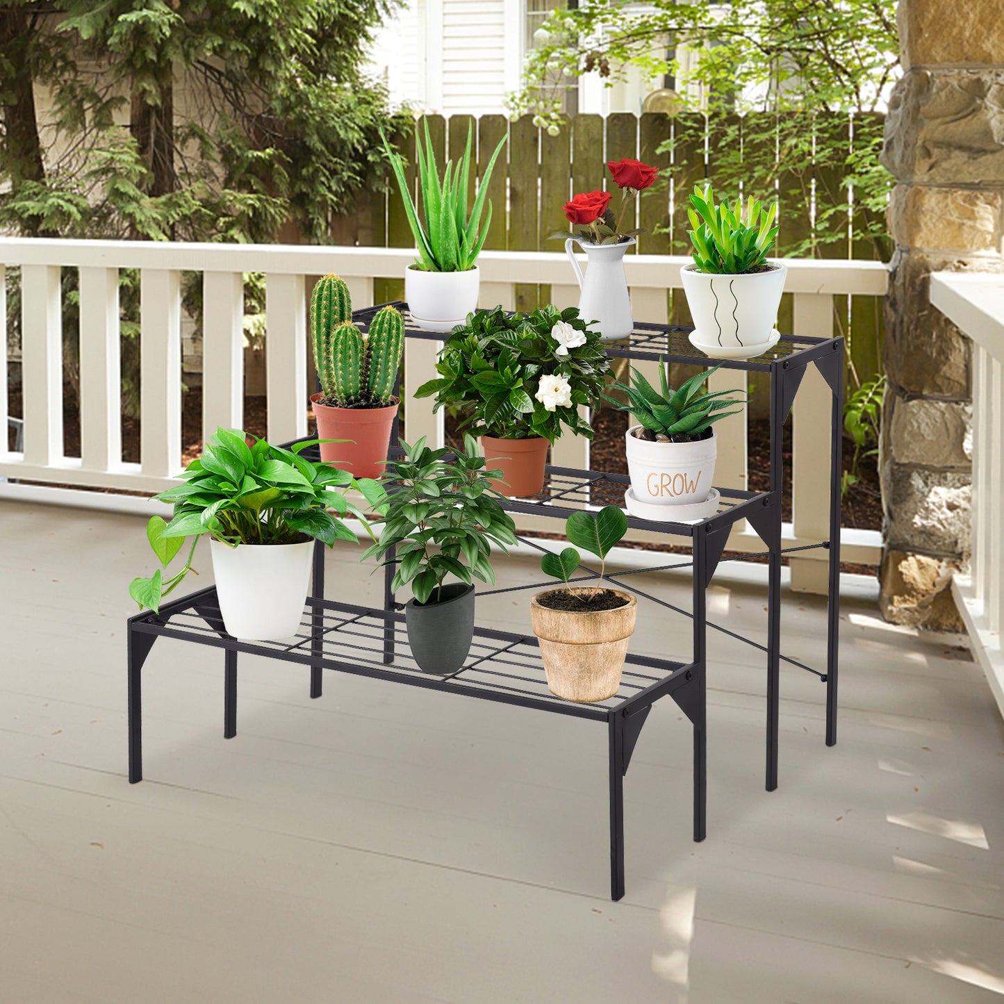 3 Tier Metal Plant Stand, Heavy Duty Rack, Black Plant Stands at Gallery Canada