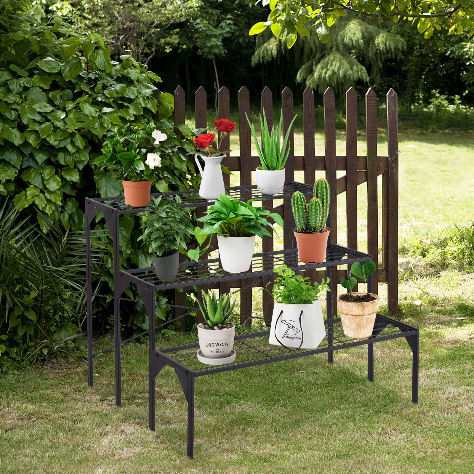 3 Tier Metal Plant Stand, Heavy Duty Rack, Black Plant Stands at Gallery Canada