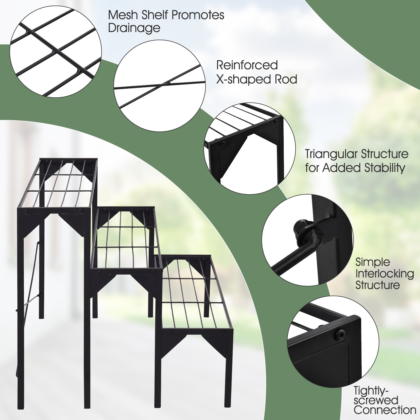 3 Tier Metal Plant Stand, Heavy Duty Rack, Black Plant Stands at Gallery Canada