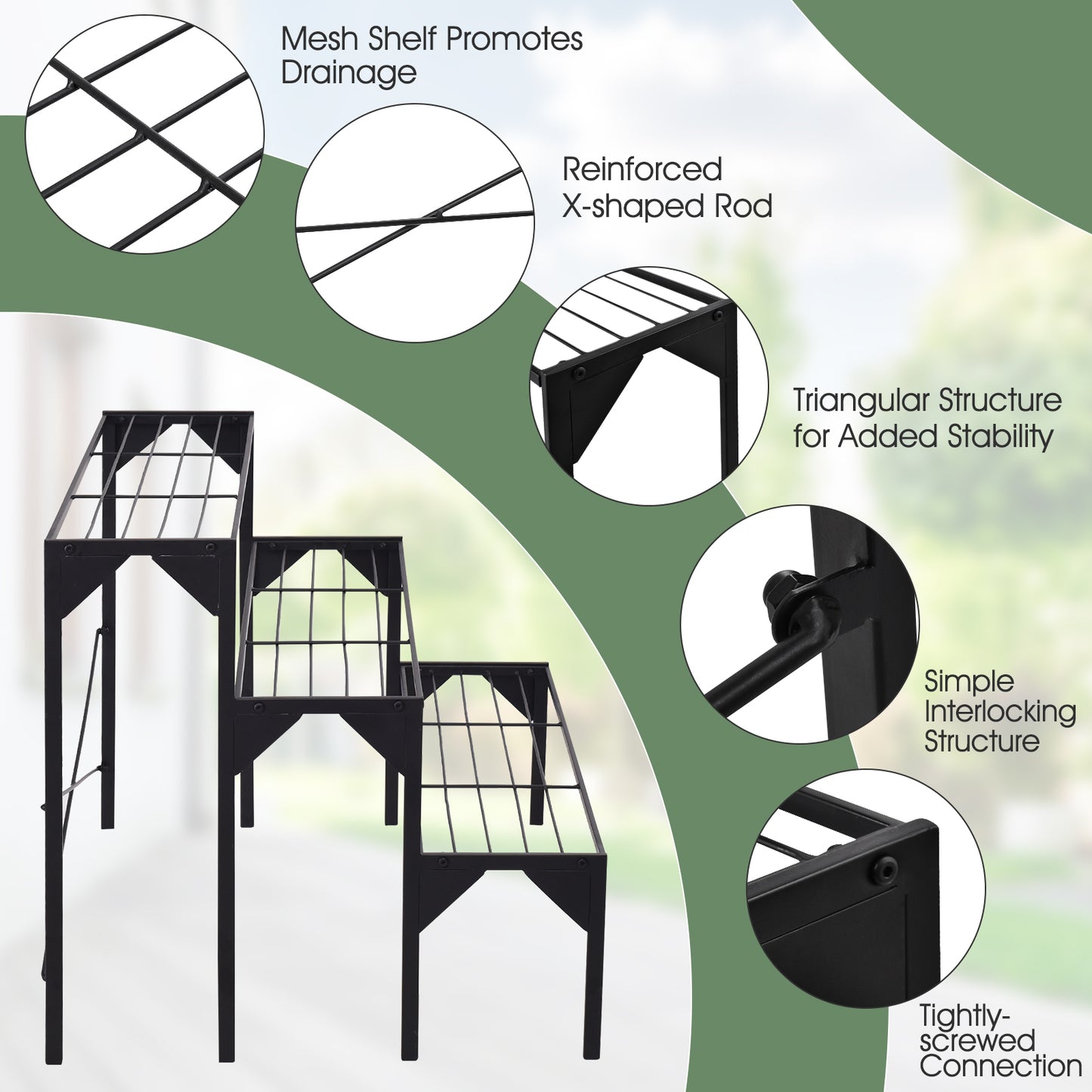 3 Tier Metal Plant Stand, Heavy Duty Rack, Black Plant Stands at Gallery Canada