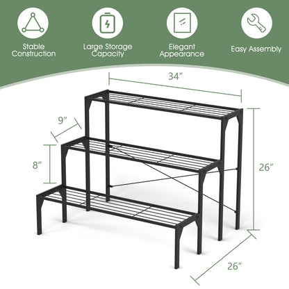 3 Tier Metal Plant Stand, Heavy Duty Rack, Black Plant Stands at Gallery Canada