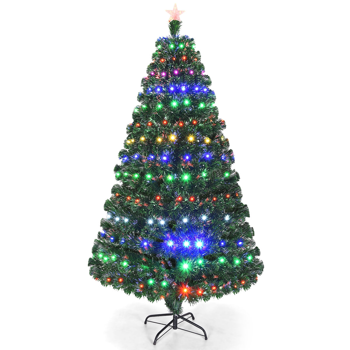 5/6/7 Feet Multicolor Artificial Christmas Tree with LED Light and Metal Stand-7 Feet, Green Christmas Tree Green at Gallery Canada