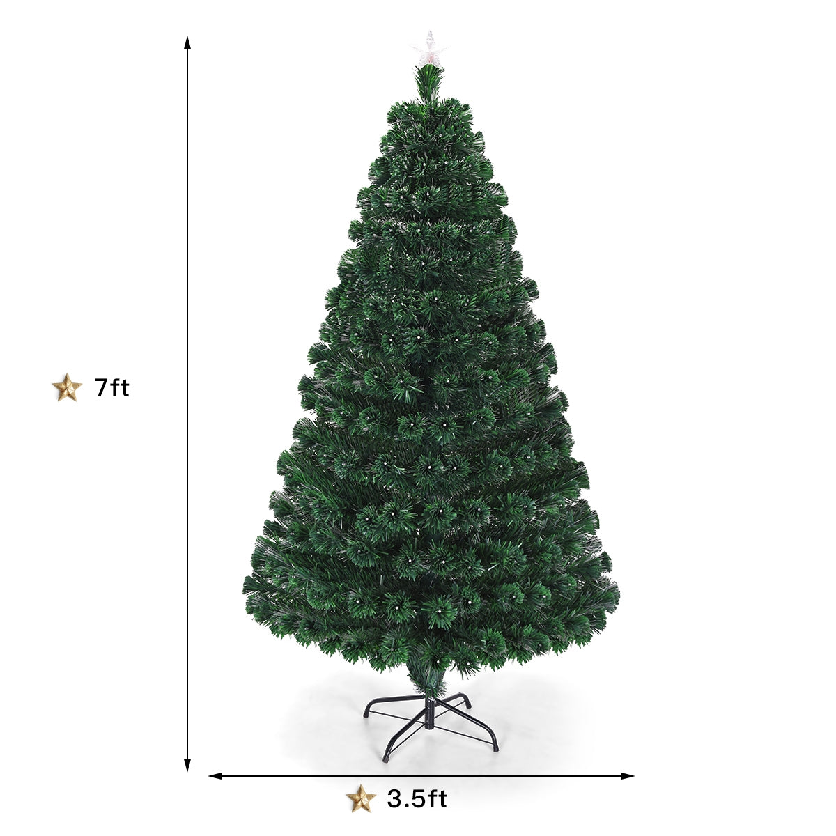 5/6/7 Feet Multicolor Artificial Christmas Tree with LED Light and Metal Stand-7 Feet, Green Christmas Tree at Gallery Canada