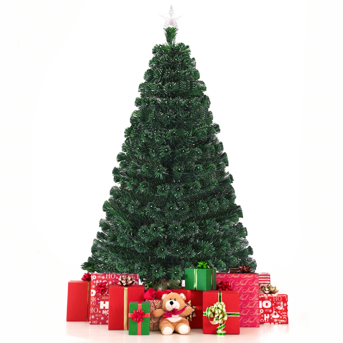5/6/7 Feet Multicolor Artificial Christmas Tree with LED Light and Metal Stand-7 Feet, Green Christmas Tree at Gallery Canada