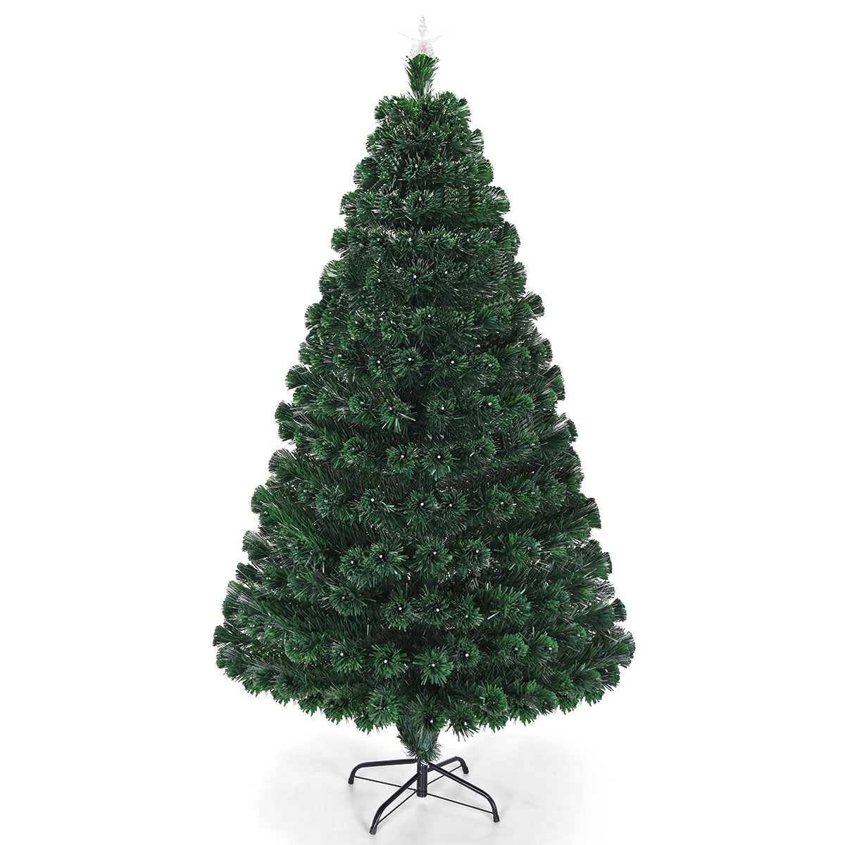 5/6/7 Feet Multicolor Artificial Christmas Tree with LED Light and Metal Stand-7 Feet, Green Christmas Tree at Gallery Canada