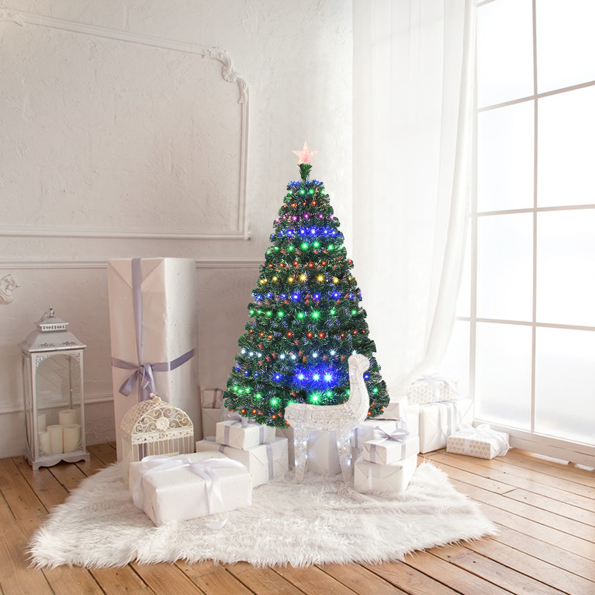 5 Feet/6 Feet/7 Feet Multicolor LED Fiber Optic Artificial Christmas Tree-5 Feet, Green Christmas Tree at Gallery Canada
