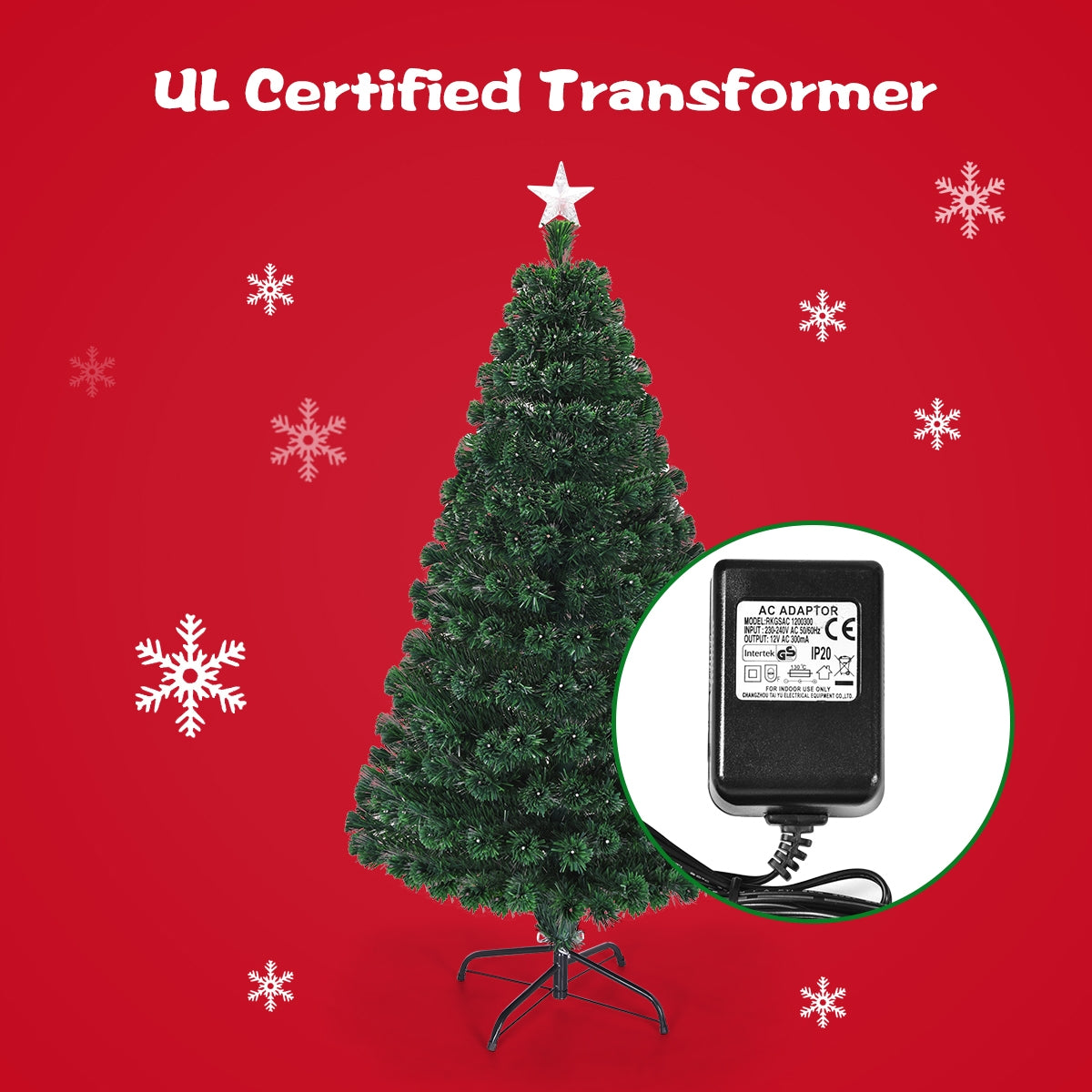 5 Feet/6 Feet/7 Feet Multicolor LED Fiber Optic Artificial Christmas Tree-5 Feet, Green Christmas Tree at Gallery Canada