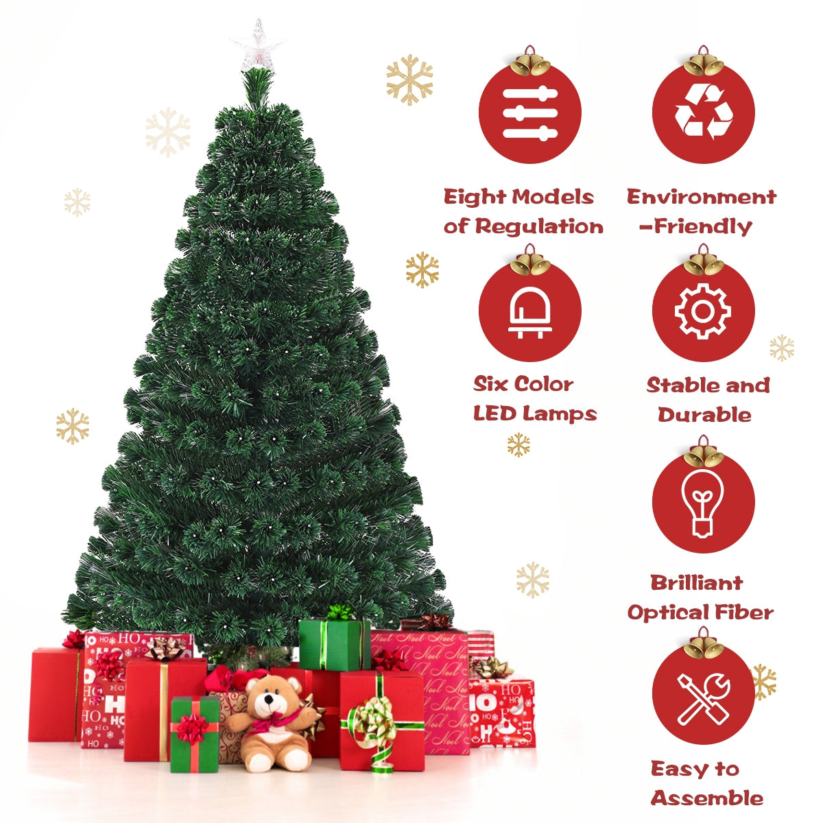 5 Feet/6 Feet/7 Feet Multicolor LED Fiber Optic Artificial Christmas Tree-5 Feet, Green Christmas Tree at Gallery Canada
