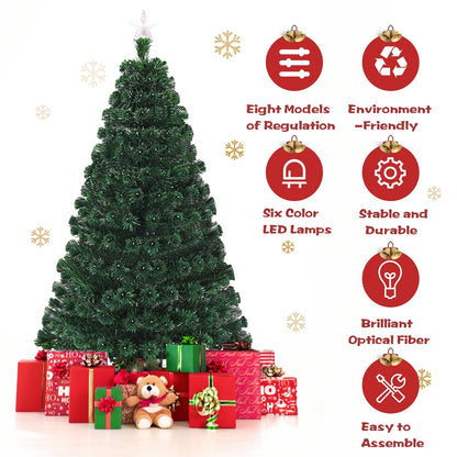 5 Feet/6 Feet/7 Feet Multicolor LED Fiber Optic Artificial Christmas Tree-5 Feet, Green Christmas Tree at Gallery Canada