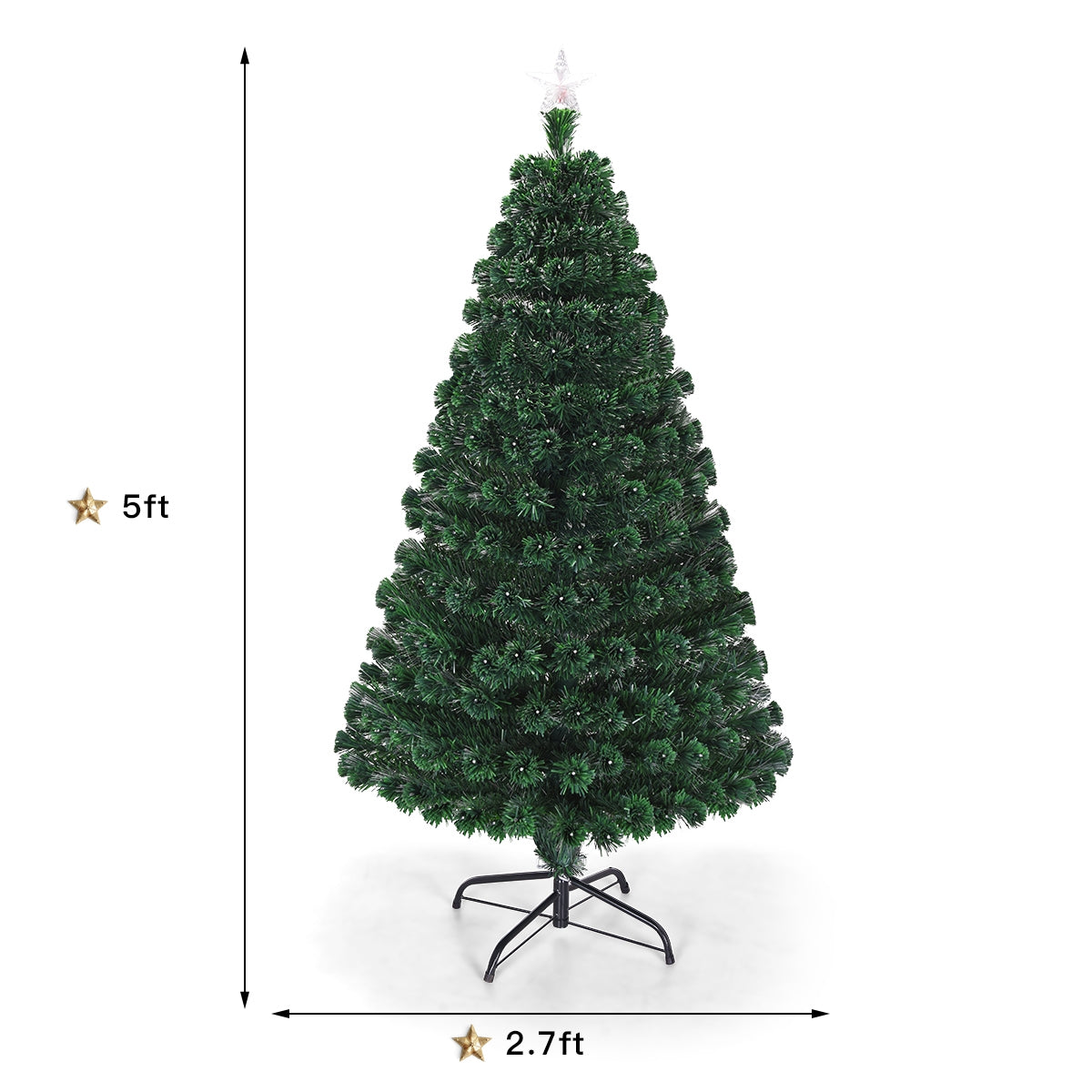 5 Feet/6 Feet/7 Feet Multicolor LED Fiber Optic Artificial Christmas Tree-5 Feet, Green Christmas Tree at Gallery Canada