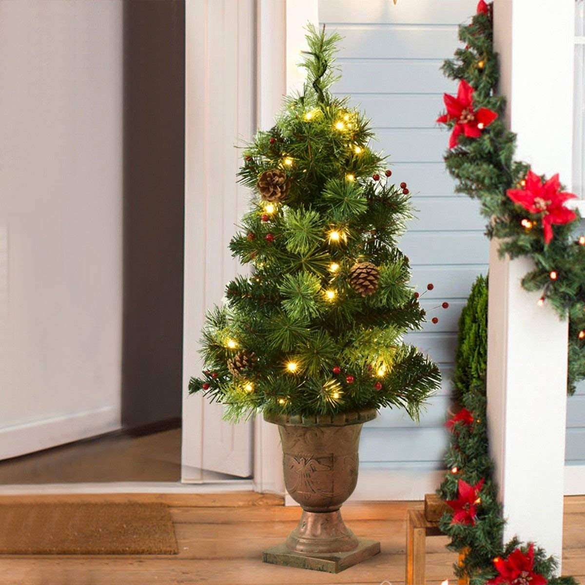 3/4/5 Feet LED Christmas Tree With Red Berries Pine Cones, 5 ft, Green Christmas Tree at Gallery Canada