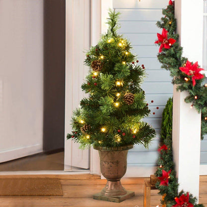 3/4/5 Feet LED Christmas Tree With Red Berries Pine Cones, 5 ft, Green Christmas Tree at Gallery Canada
