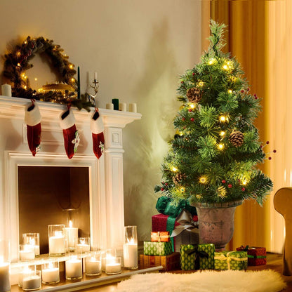 3/4/5 Feet LED Christmas Tree With Red Berries Pine Cones, 5 ft, Green Christmas Tree at Gallery Canada