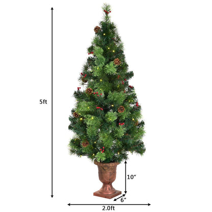 3/4/5 Feet LED Christmas Tree With Red Berries Pine Cones, 5 ft, Green Christmas Tree at Gallery Canada