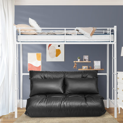 Foldable PU Leather Leisure Floor Sofa Bed with 2 Pillows, Black Floor Chairs at Gallery Canada