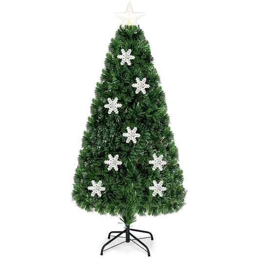 4 / 5 / 6 Feet LED Optic Artificial Christmas Tree with Snowflakes, Green Christmas Tree 5 ft at Gallery Canada