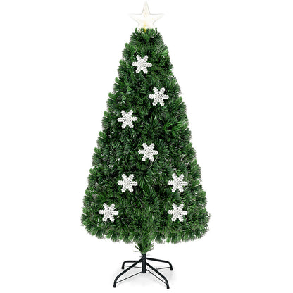 4 / 5 / 6 Feet LED Optic Artificial Christmas Tree with Snowflakes, Green Christmas Tree 5 ft at Gallery Canada