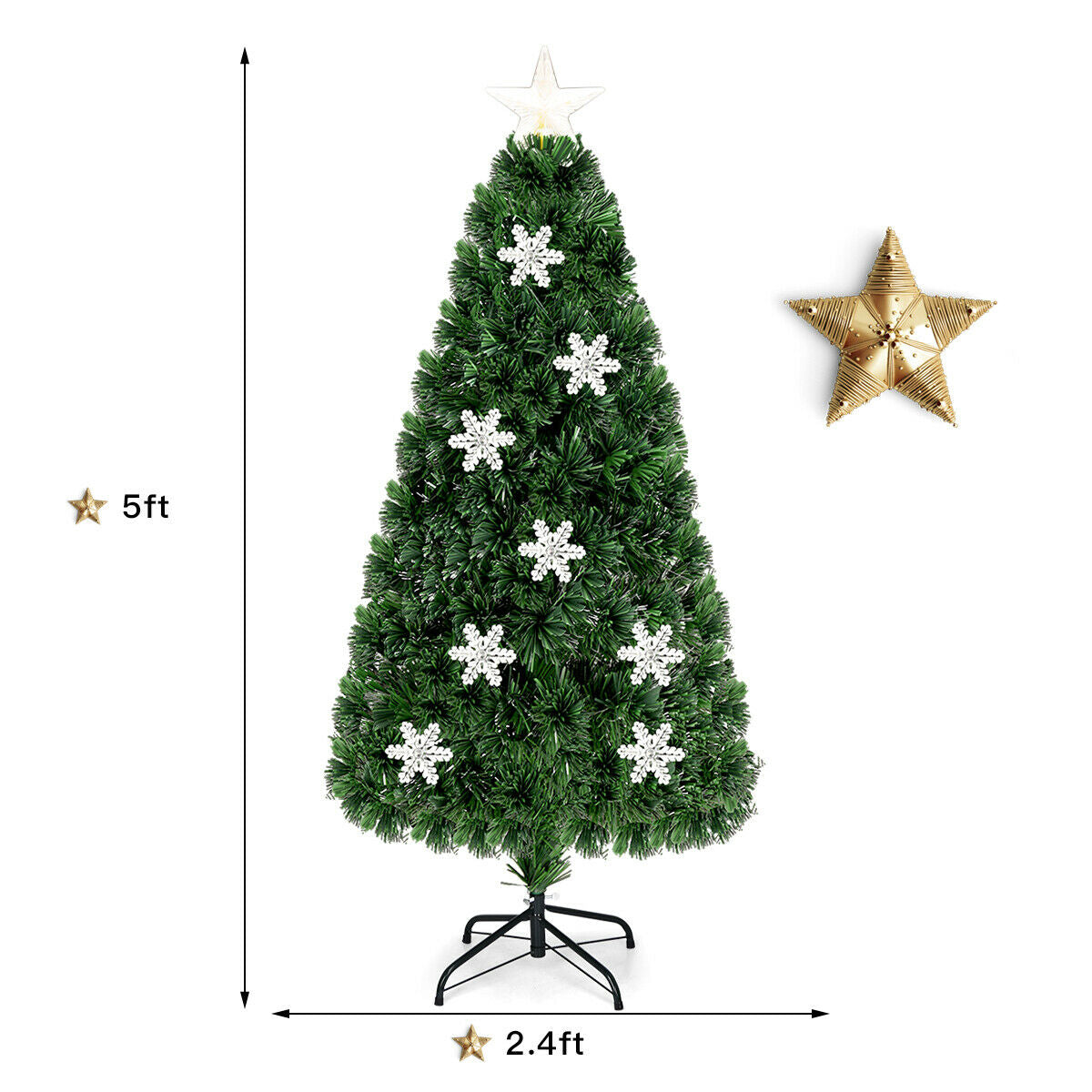 4 / 5 / 6 Feet LED Optic Artificial Christmas Tree with Snowflakes, Green Christmas Tree at Gallery Canada