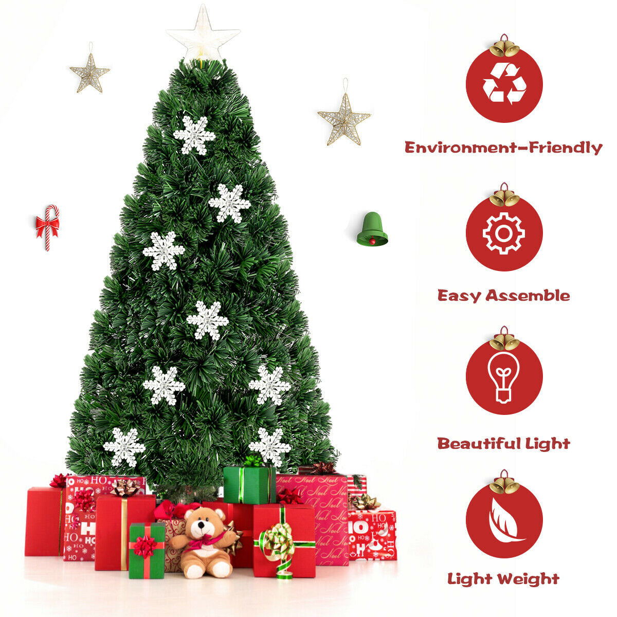 4 / 5 / 6 Feet LED Optic Artificial Christmas Tree with Snowflakes, Green Christmas Tree at Gallery Canada