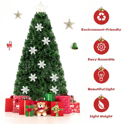 4 / 5 / 6 Feet LED Optic Artificial Christmas Tree with Snowflakes, Green Christmas Tree at Gallery Canada