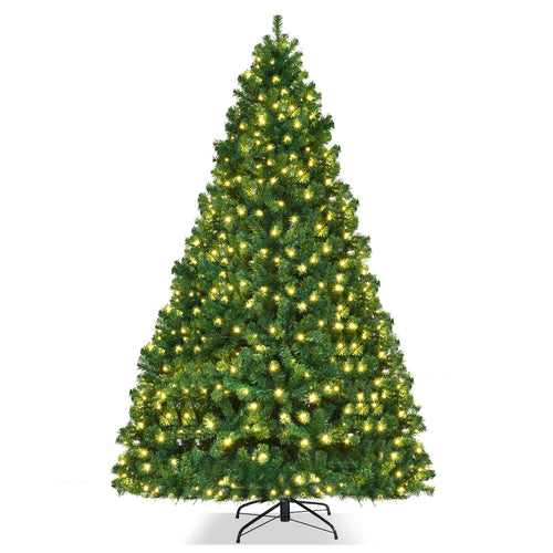 8 Ft PVC Artificial Christmas Tree With LED Lights, Green