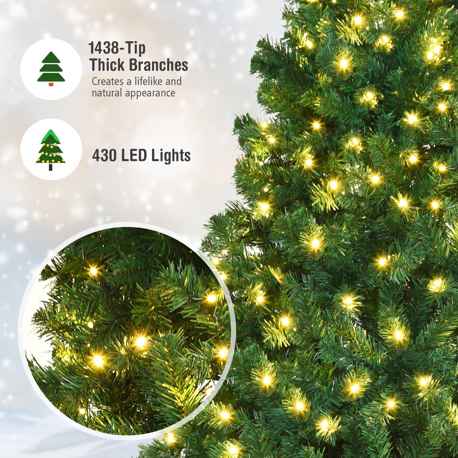 8 Ft PVC Artificial Christmas Tree With LED Lights, Green Christmas Tree at Gallery Canada