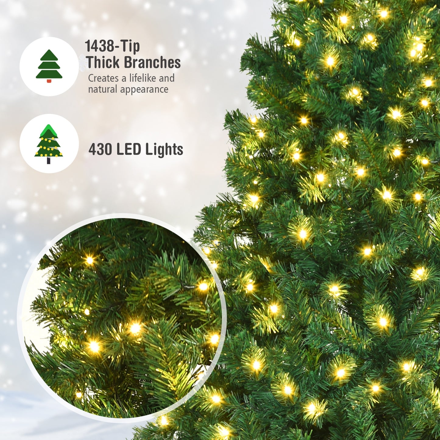 8 Ft PVC Artificial Christmas Tree With LED Lights, Green Christmas Tree at Gallery Canada