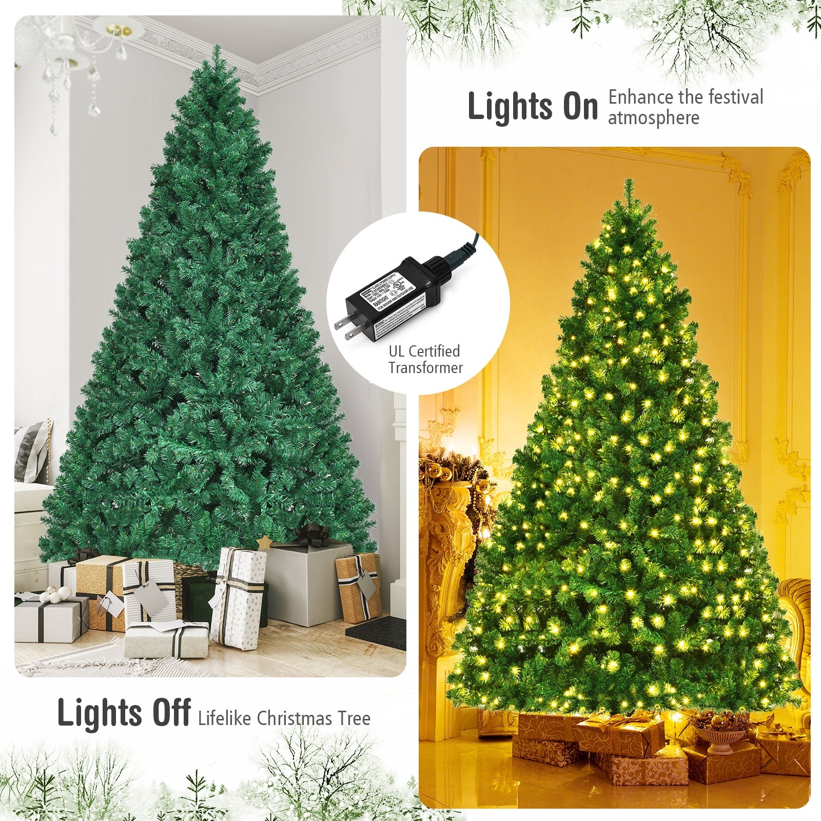 8 Ft PVC Artificial Christmas Tree With LED Lights, Green Christmas Tree at Gallery Canada
