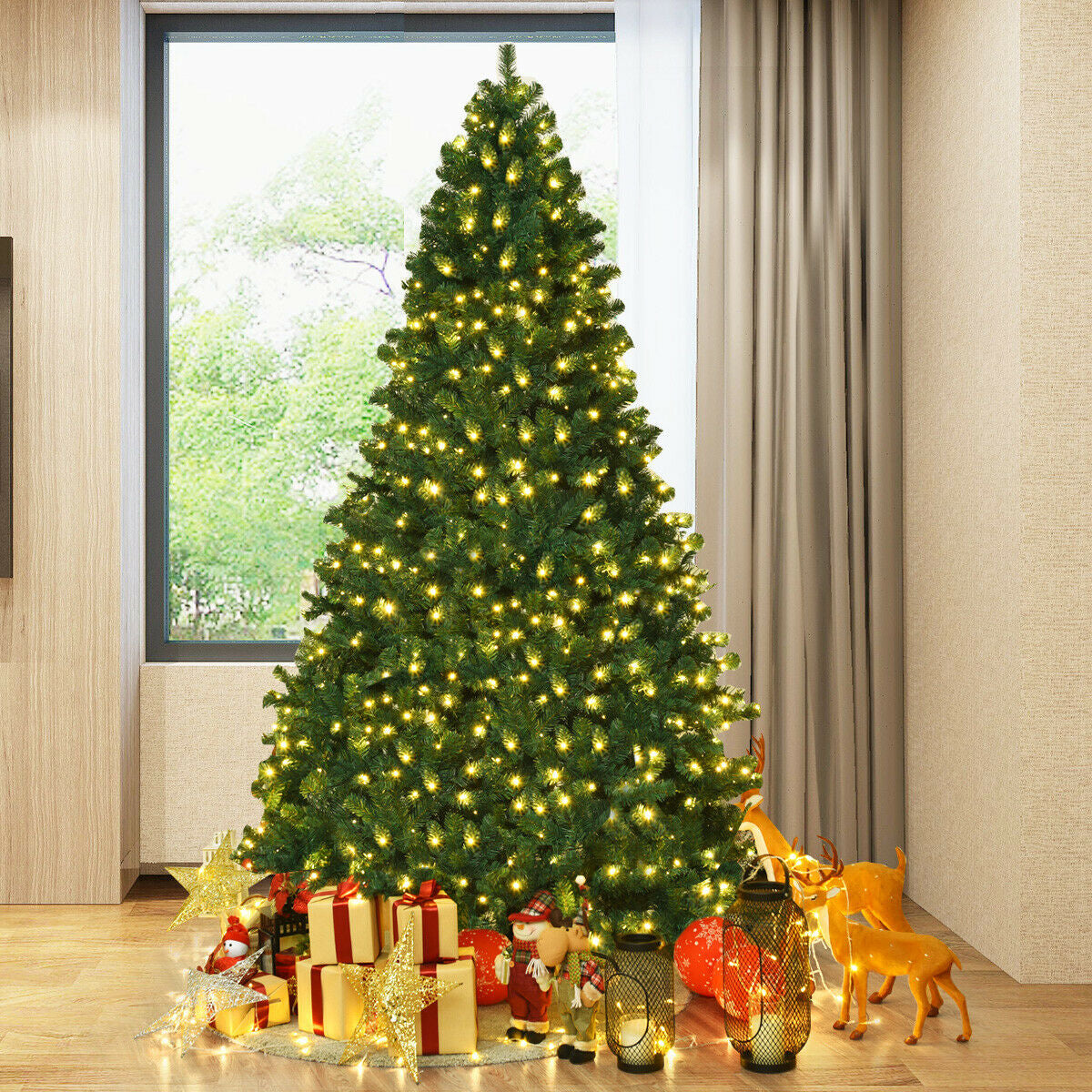 8 Ft PVC Artificial Christmas Tree With LED Lights, Green Christmas Tree at Gallery Canada