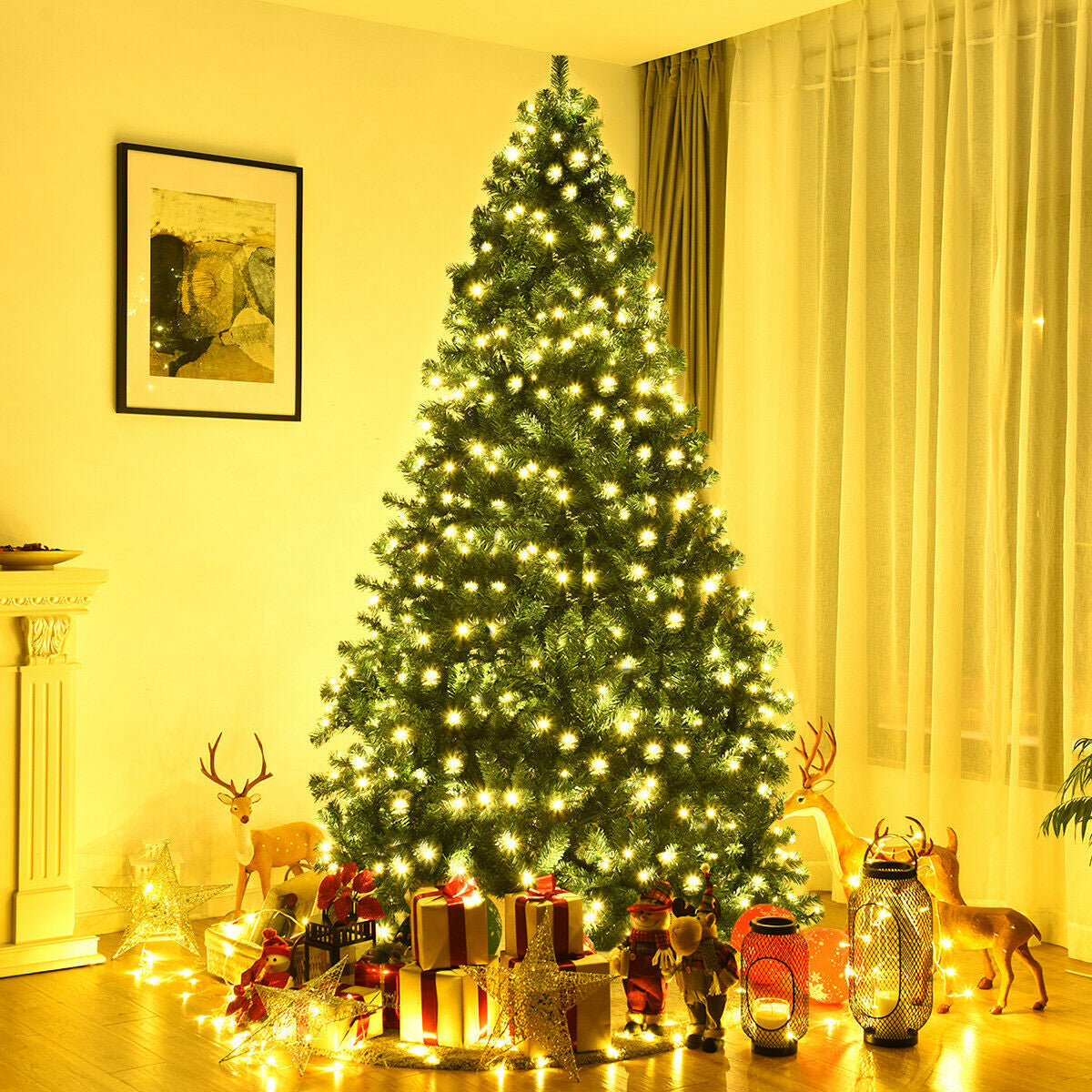 8 Ft PVC Artificial Christmas Tree With LED Lights, Green Christmas Tree at Gallery Canada