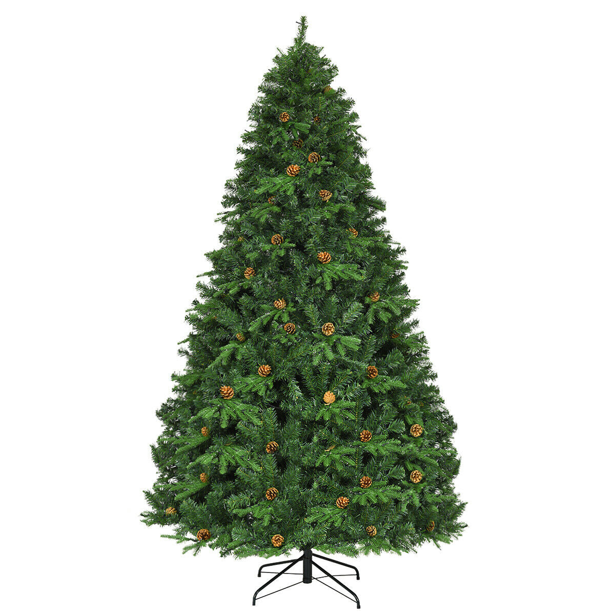Flocked Artificial Christmas Tree with LED Lights and Pine Cones-8 ft, Green Christmas Tree at Gallery Canada