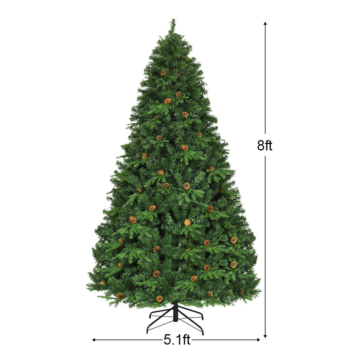 Flocked Artificial Christmas Tree with LED Lights and Pine Cones-8 ft, Green Christmas Tree at Gallery Canada