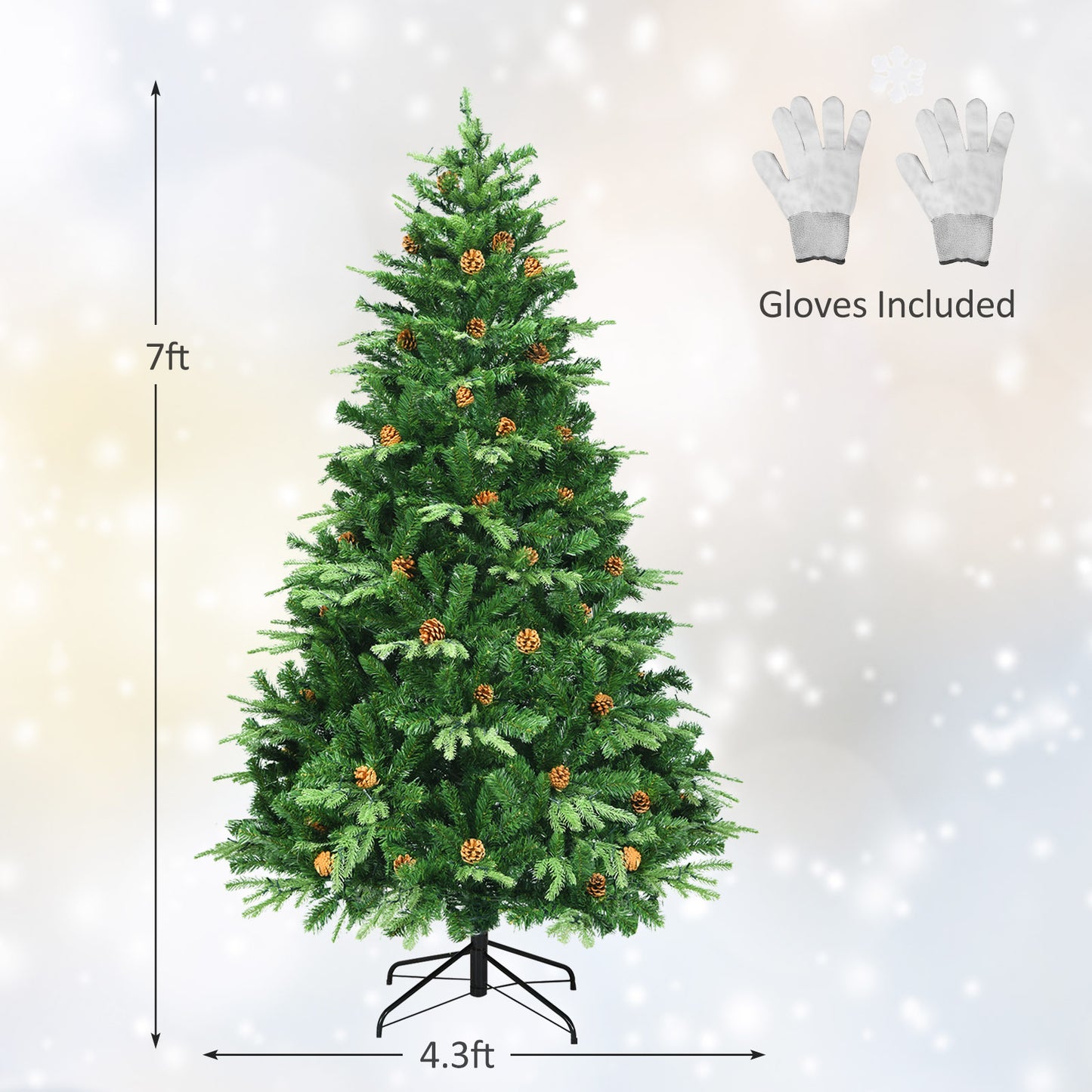 Artificial Christmas Tree With LED Lights, Pine Cones, 7', Green Christmas Tree at Gallery Canada