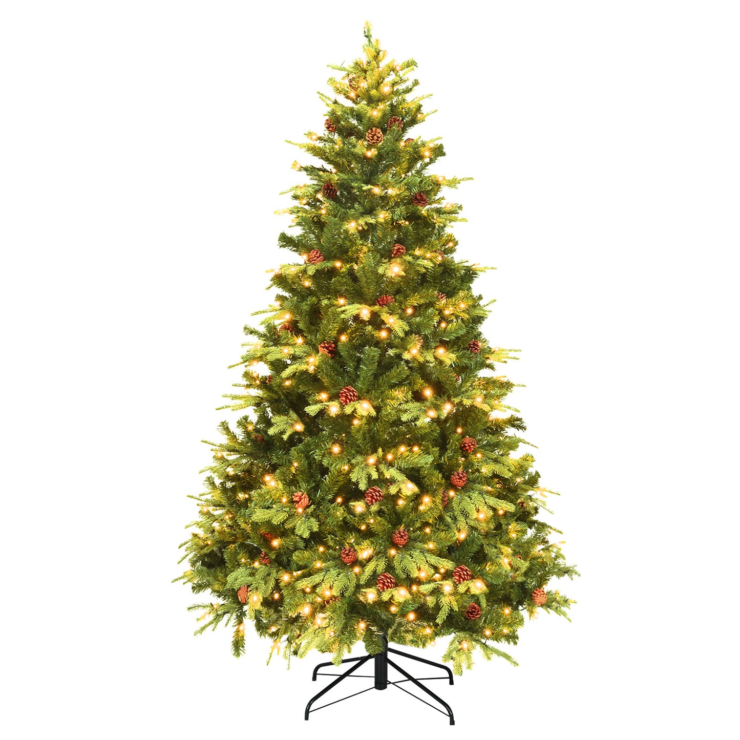 Artificial Christmas Tree With LED Lights, Pine Cones, 7', Green Christmas Tree at Gallery Canada