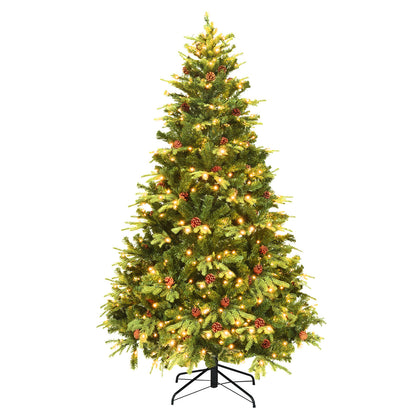 Artificial Christmas Tree With LED Lights, Pine Cones, 7', Green Christmas Tree at Gallery Canada