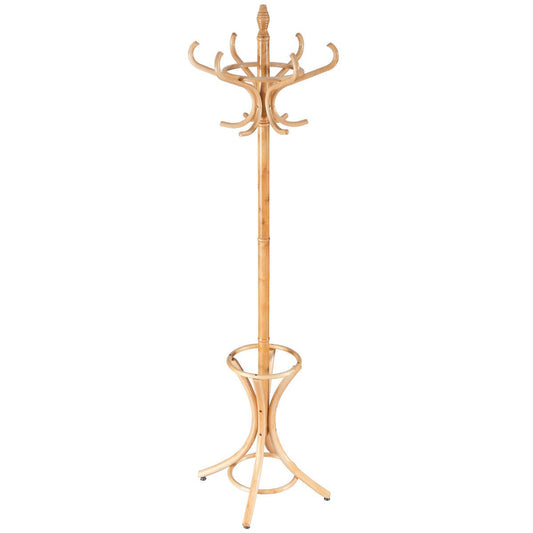 Wood Standing Hat Coat Rack with Umbrella Stand, Natural at Gallery Canada