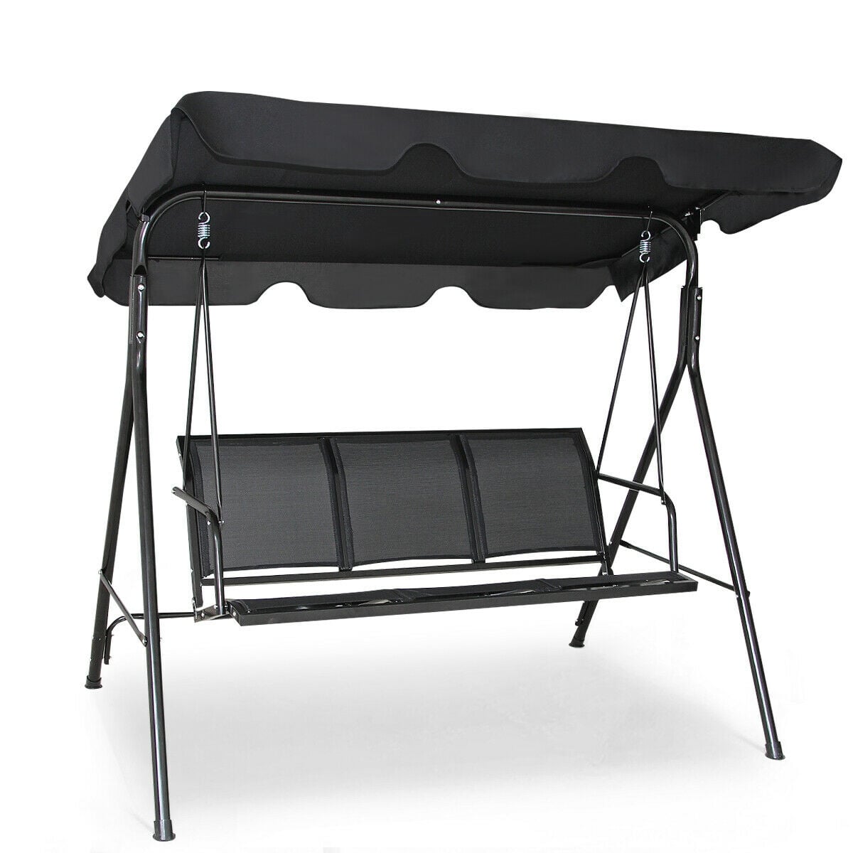 Outdoor Patio Swing Canopy, 3 Person, Black Porch Swings Black at Gallery Canada