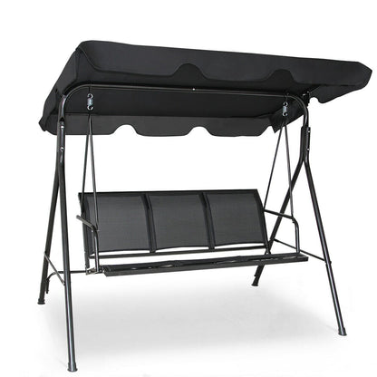 Outdoor Patio Swing Canopy, 3 Person, Black Porch Swings Black at Gallery Canada