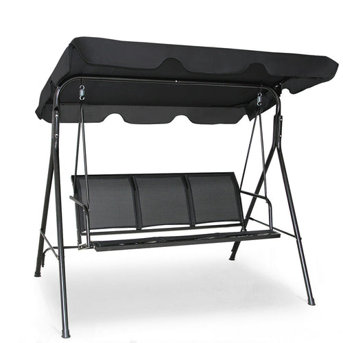Outdoor Patio Swing Canopy, 3 Person, Black
