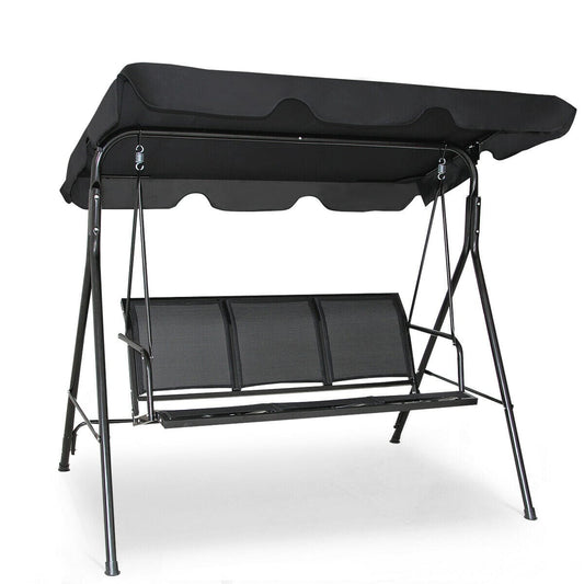 Outdoor Patio Swing Canopy, 3 Person, Black Porch Swings Black at Gallery Canada