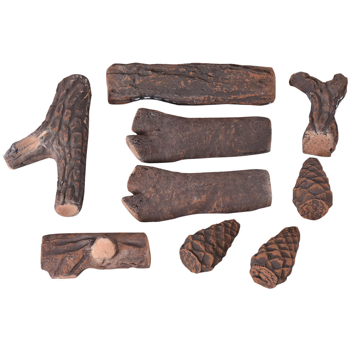 9 Piece Ceramic Fireplace Imitation Wood Propane Log Set Fireplace Tools at Gallery Canada