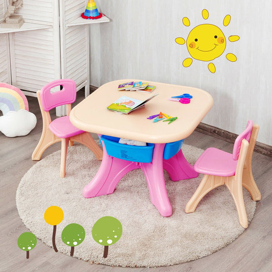 In/Outdoor 3-Piece Plastic Children Play Table & Chair Set, Multicolor - Gallery Canada